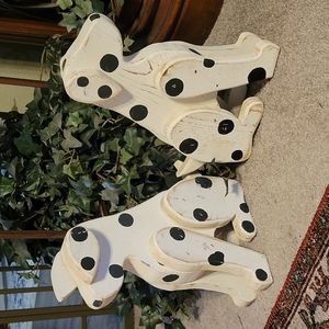 Pair of hand-made wooden Dalmatians